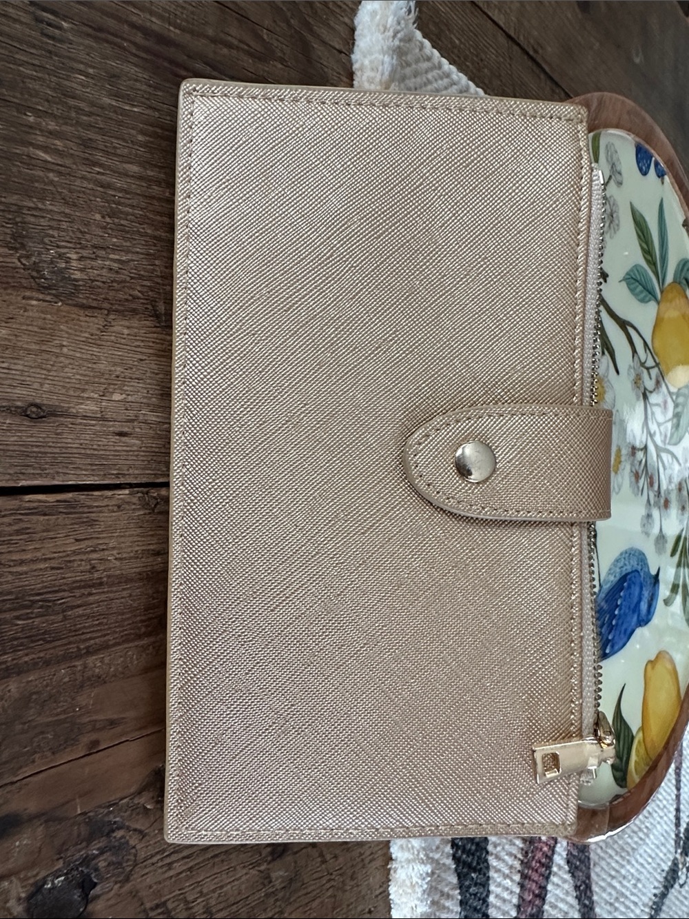 Metallic Champagne Clutch with Snap Closure